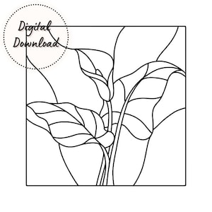 Modelli di gigli di calla in formato PDF per vetrate colorate - 2 file inclusi