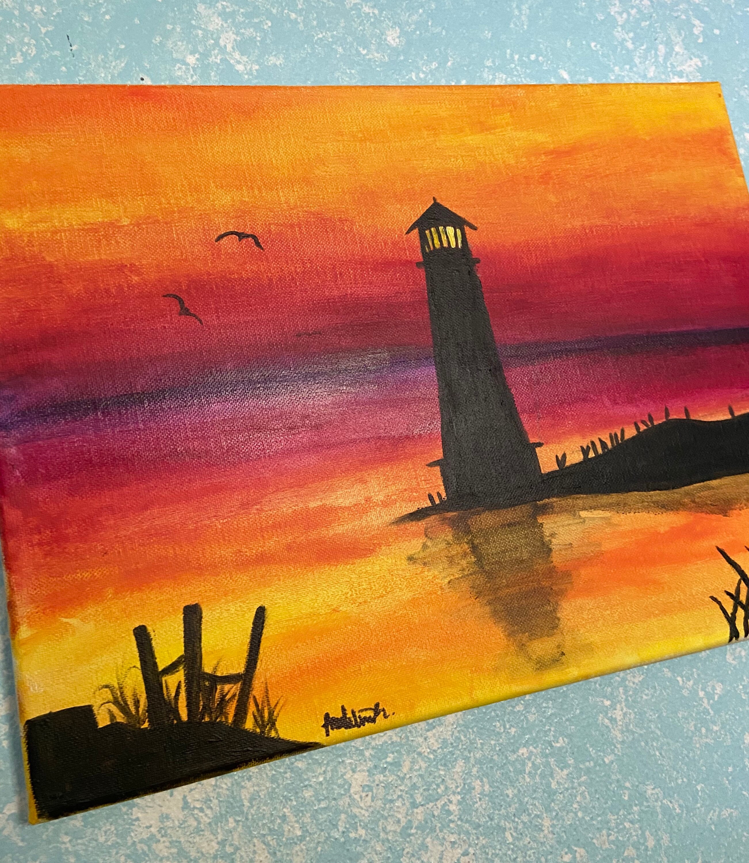 HandPainted Lighthouse Acrylic Canvas Painting Etsy