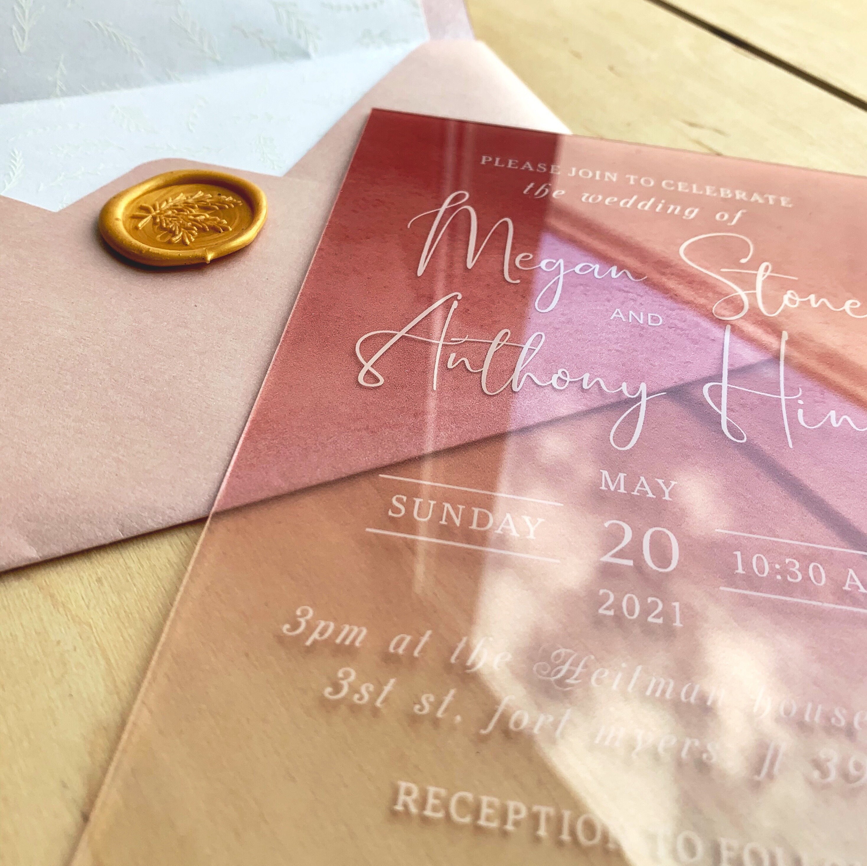 Luxury Pink Wedding Invitation Acrylic Wedding invitation Etsy