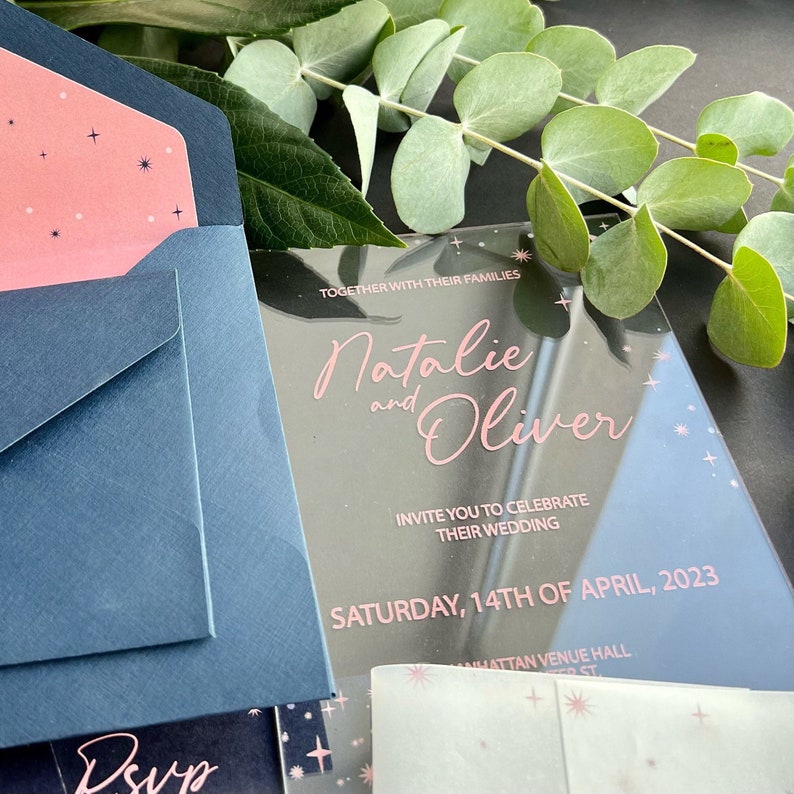 Starry Wedding Invitations Acrylic Wedding Inivtations Etsy