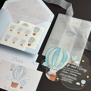 Hot Air Balloon Baby Shower Invitation Teddy Bear Acrylic - Etsy