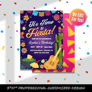 Fiesta Birthday Invitation, Mexican Theme Invitation, Fiesta Invitation, Mexican Papel Birthday Invite, Canva Editable Invitation Template