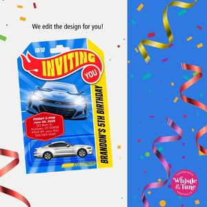 Invite Toy Car Packaging Template, Toy car packaging, Race Car Tag Party Supplies, Printable Car Birthday Favor Tag, Personalized Template