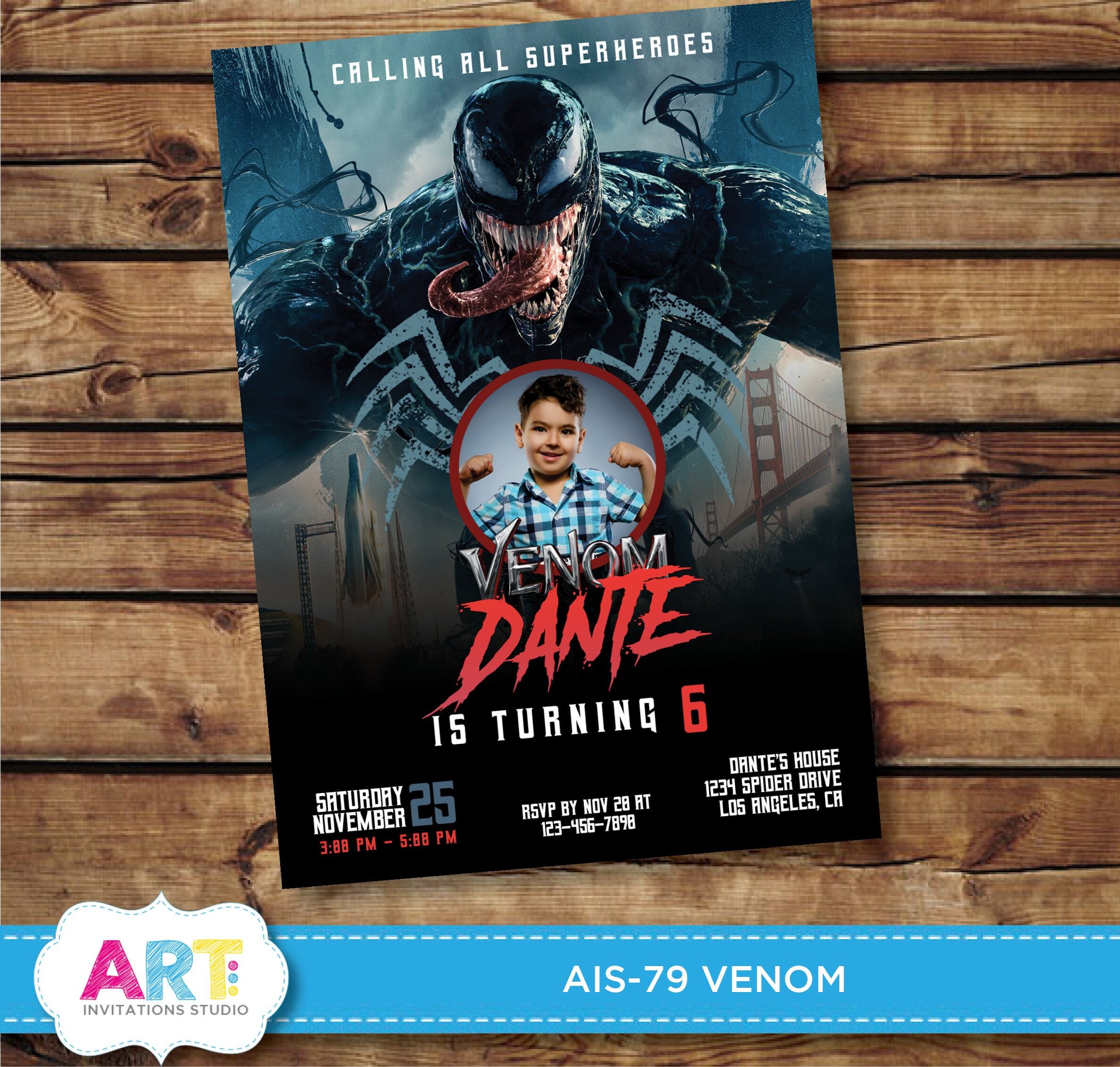Venom Invite Venom Birthday Invitation Venom Photo Invite Etsy