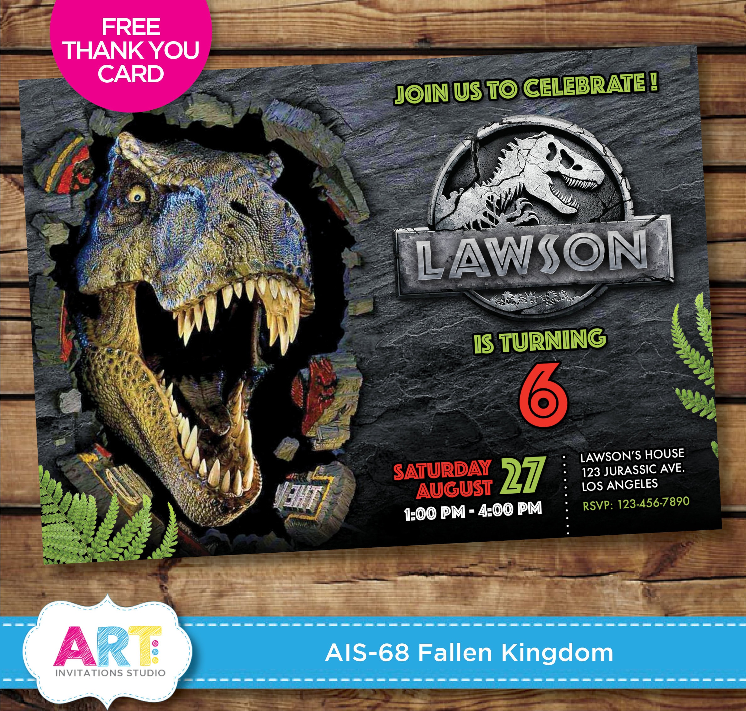 Jurassic World Invite Fallen Kingdom Birthday Invitations 50
