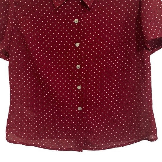 Vintage Polka Dot Cropped Button Front Blouse Wom… - image 7