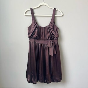 VTG Y2K Laundry Shelli Segal Dress Women&#39;s Size 6 New NWT Silk Brown Bubble Hem