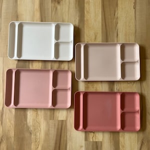 Vintage Tupperware Divided Trays Muted Matte Pink & Cream Set of 4 1535-1 VTG