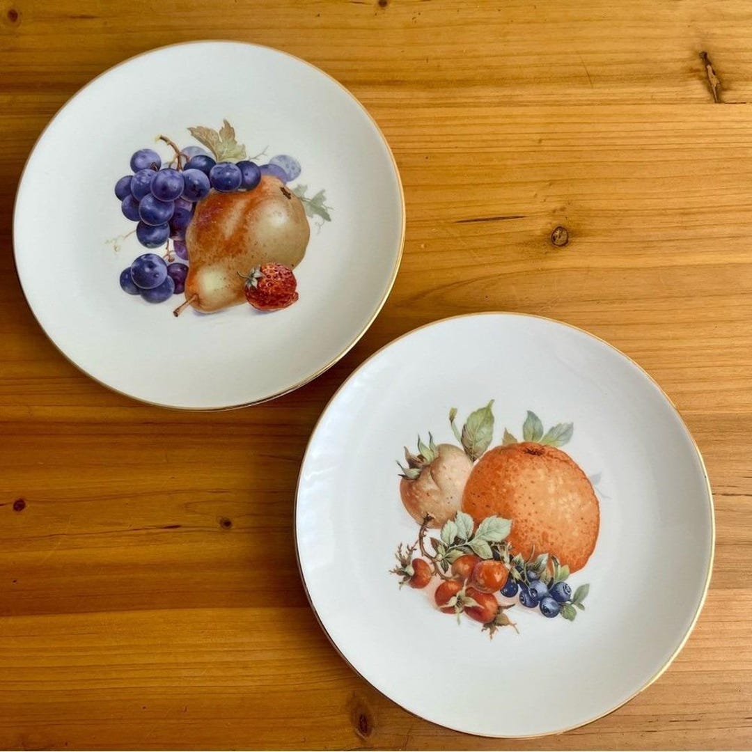 Vintage Schumann Arzberg Dessert Plates Set of 2 Bavaria Germany Fruit ...