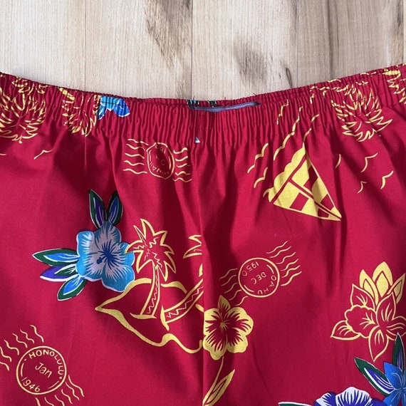 Vintage Hawaiian Floral Shorts Men's Size XL Red … - image 5