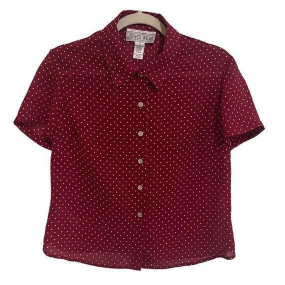 Vintage Polka Dot Cropped Button Front Blouse Wom… - image 1