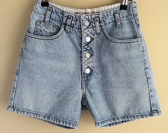 Vintage Guess Shorts Women's XS Light Wash Blue Denim 100% Cotton Patch 90s Jean