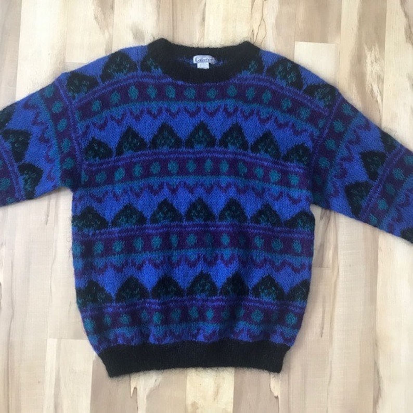 Vintage Grandpa Sweater Women's Size Large Blue Etsy