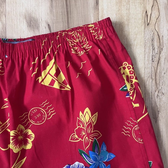 Vintage Hawaiian Floral Shorts Men's Size XL Red … - image 4