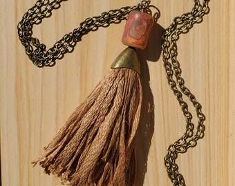 Prep School Hippie | Cotton Linen brown Tassel necklace