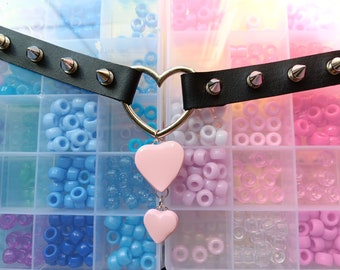 pastel goth heart choker | pink and black jewelry | scene jewelry | scenecore | egirl jewelry | yami kawaii accessories | harajuku
