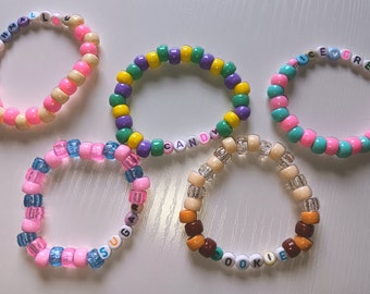 pakiet słodyczy kandi | bransoletki kawaii kandi | pastelowa biżuteria kandi | scenecore | fairy kei | yume kawaii | akcesoria harajuku | decora kei
