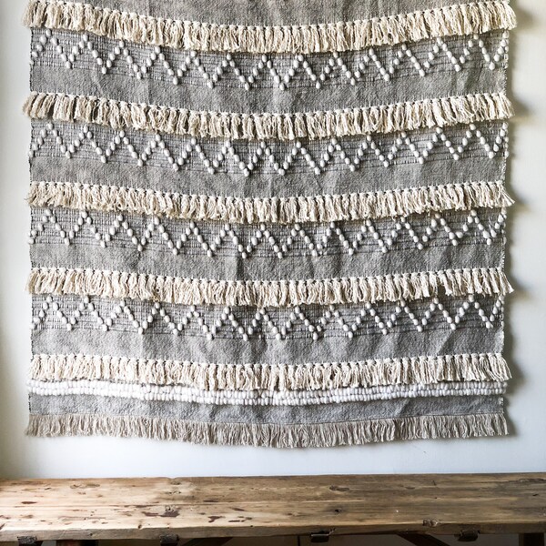 Throw With Tassels Etsy