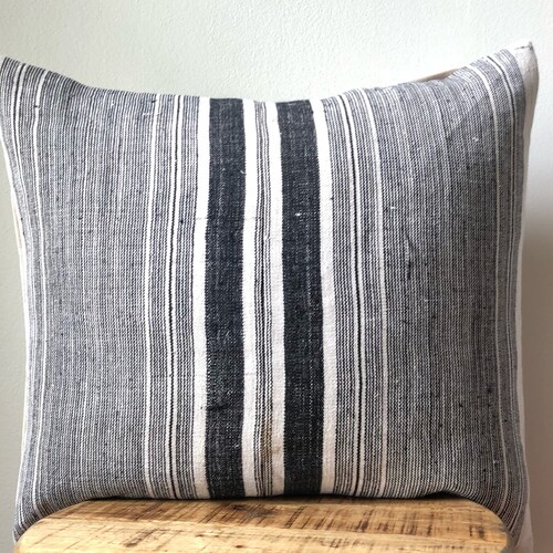 Hmong Hemp Blue Stripe Pillow Cover Etsy