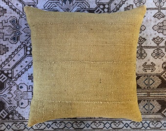 DOUBLE SIDED Mustard Yellow African Mudcloth Pillow Cover