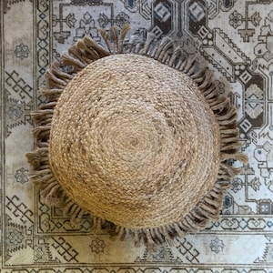 Seagrass and Raffia Jute Braided Round Pillow cover 20 Inch image 1
