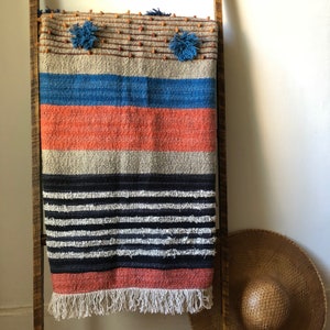 Rust and Navy Blanket with Fringe Tassels image 1
