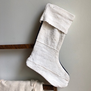 White Mudcloth Christmas Stocking image 1