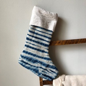 Indigo Mudcloth Christmas Stocking