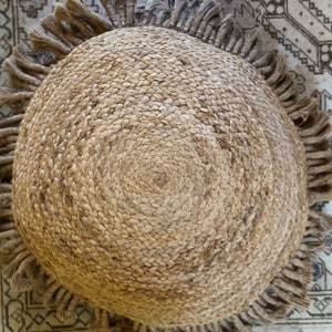 Seagrass and Raffia Jute Braided Round Pillow cover 20 Inch image 7