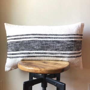 DOUBLE SIDED Hmong White & Black Lumbar Pillow with Insert