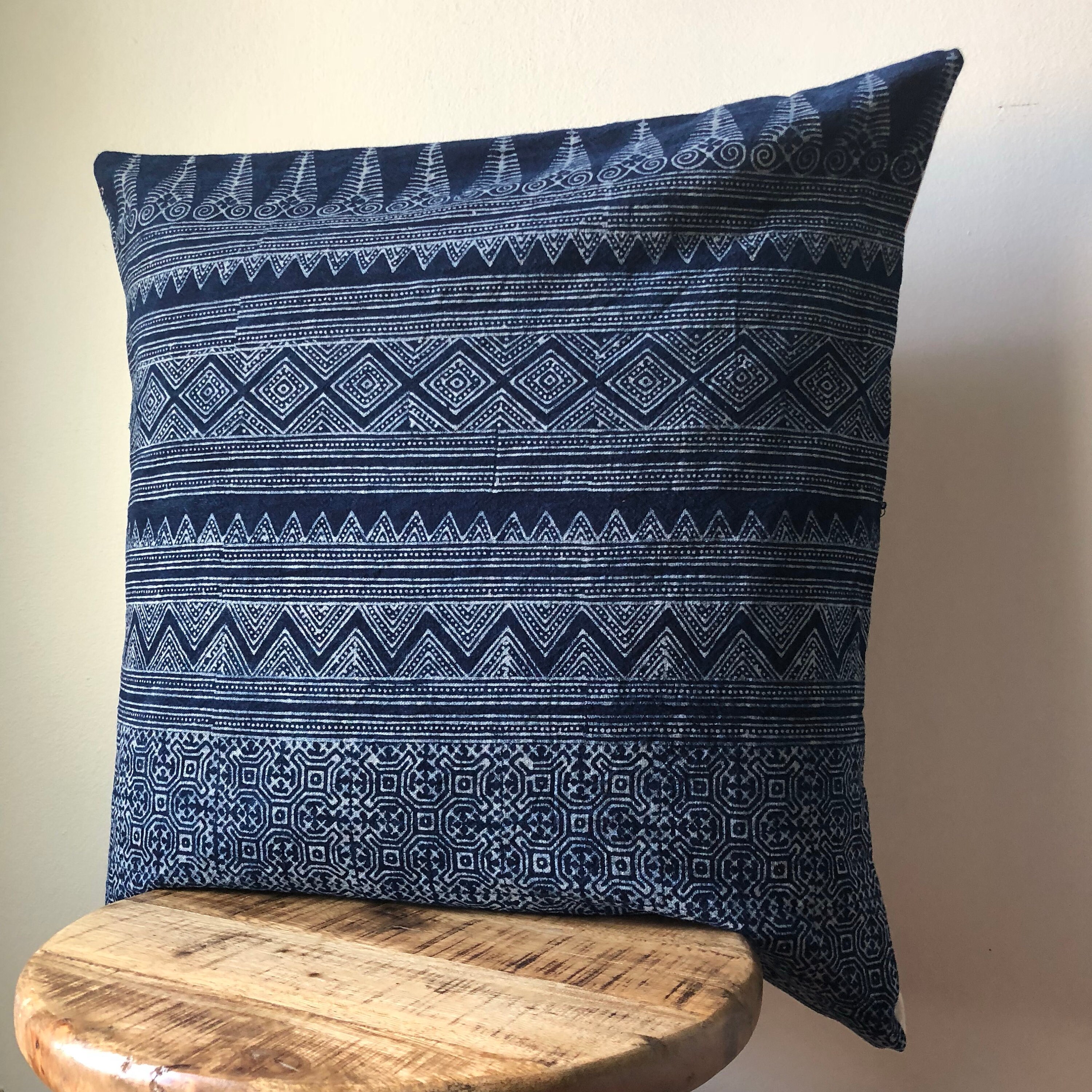 Hmong Indigo Blue Stripe Tribal Pillow Cover Etsy