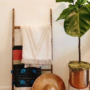 Rust and Navy Blanket with Fringe Tassels image 10