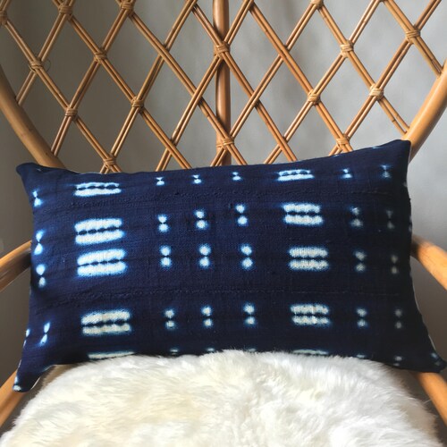 African Indigo Mudcloth Striped Shibori Pillow Cover Etsy