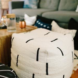 Black and White or Indigo Mudcloth Square Pouf / Bean Bag Chair / Ottoman Made from African Mudcloth image 5