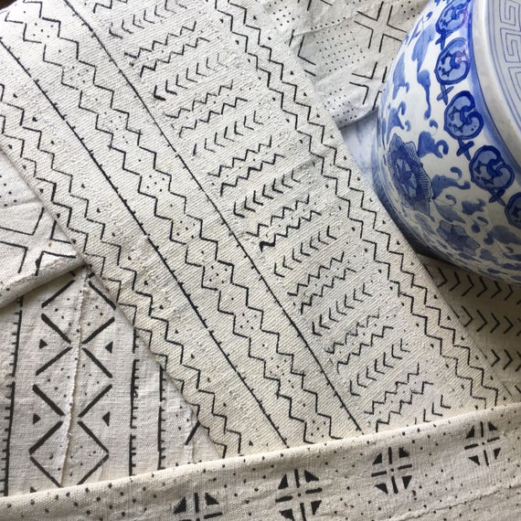 Vintage African Mud Cloth Amazing Textile Black And White Etsy