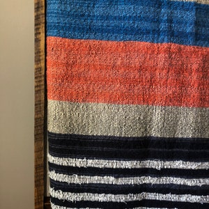 Rust and Navy Blanket with Fringe Tassels image 4