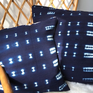 Amazing African Mudcloth Hand Stitched White & Black or Shibori Indigo Pillow Cover 16x16 20x20 25x25 16x26 also available image 9