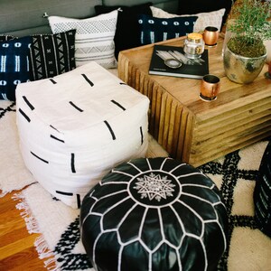 Black and White or Indigo Mudcloth Square Pouf / Bean Bag Chair / Ottoman Made from African Mudcloth image 6