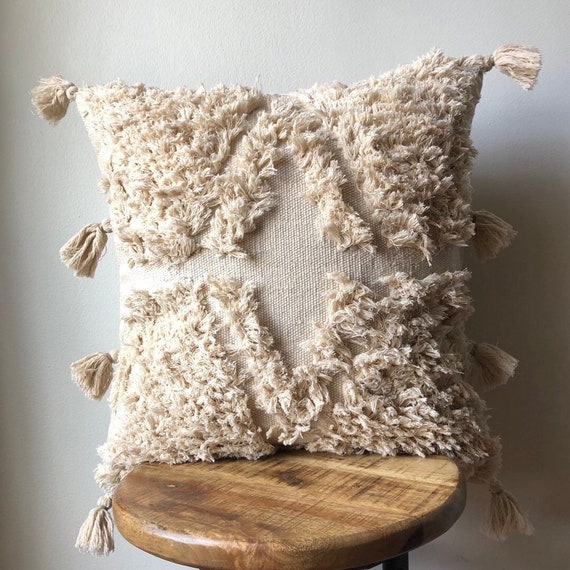 Cream Vintage Wedding Blanket Moroccan Pillow Cover 12 X 23 16 X 26 20 X 20 With Tassel Etsy UK