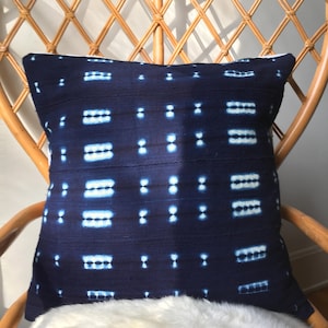 Amazing African Mudcloth Hand Stitched White & Black or Shibori Indigo Pillow Cover 16x16 20x20 25x25 16x26 also available image 8