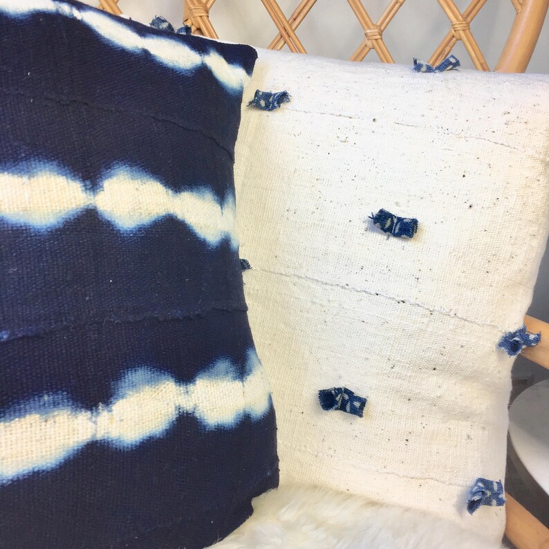 White Mudcloth Pillow Cover With Baoule Fabric Dots Handmade Etsy