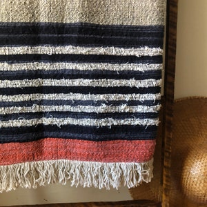 Rust and Navy Blanket with Fringe Tassels image 6