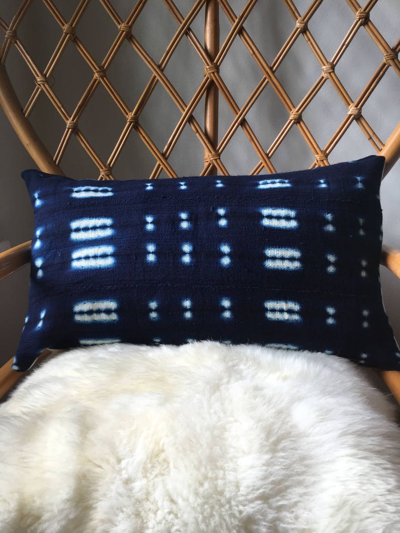 Amazing African Mudcloth Hand Stitched White & Black or Shibori Indigo Pillow Cover 16x16 20x20 25x25 16x26 also available image 10