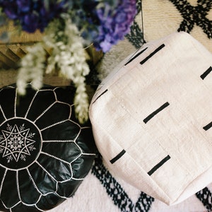 Black and White or Indigo Mudcloth Square Pouf / Bean Bag Chair / Ottoman Made from African Mudcloth image 3