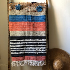Rust and Navy Blanket with Fringe Tassels image 5