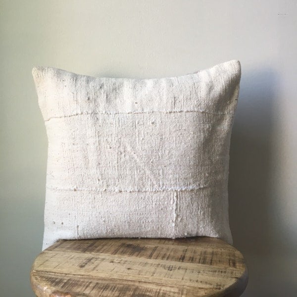 Plain White Mudcloth Pillow Cover - More Sizes In Listing...