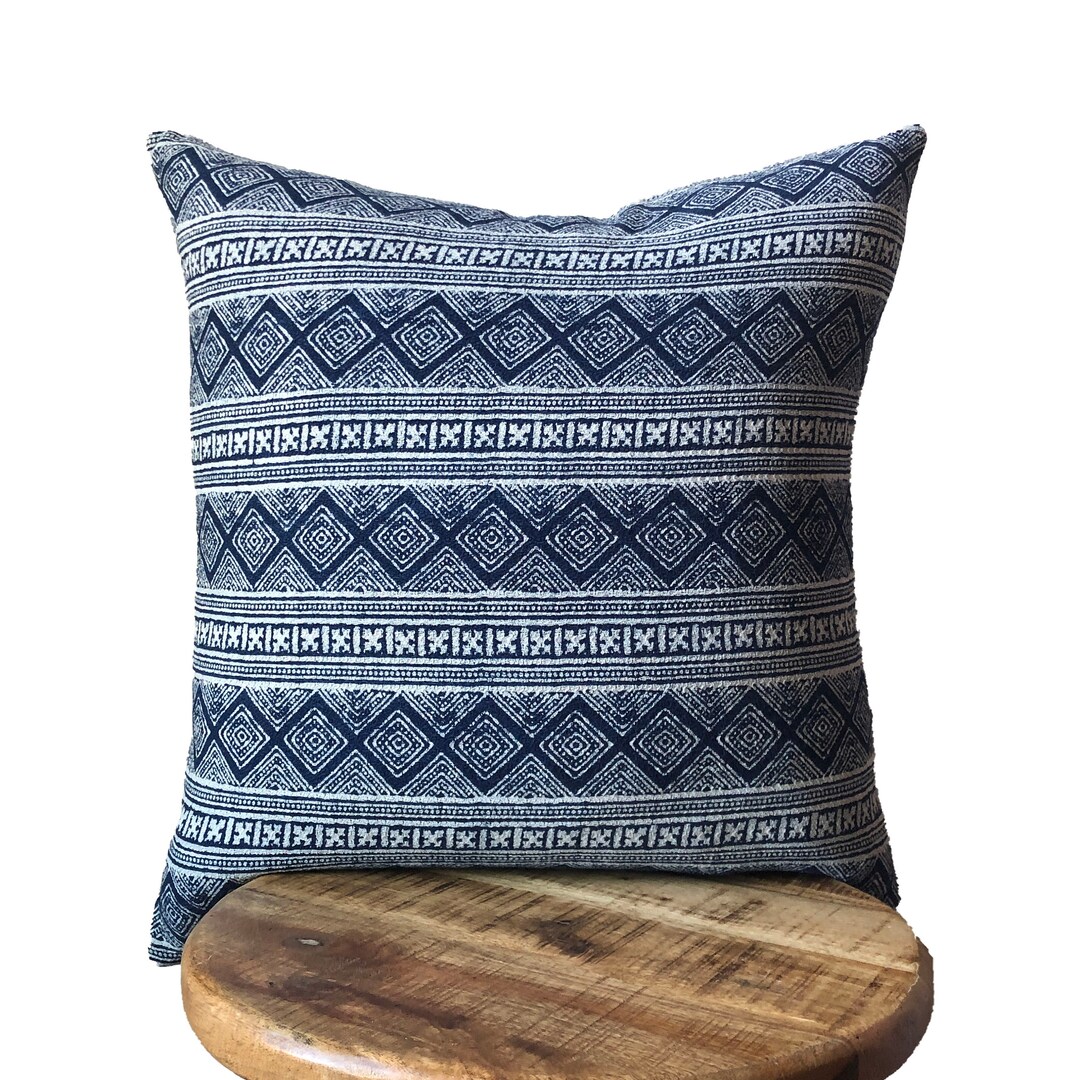 Indigo Blue and White Hmong Tribal Stripe Pillow Cover - Etsy