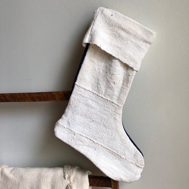 White Mudcloth Christmas Stocking image 1