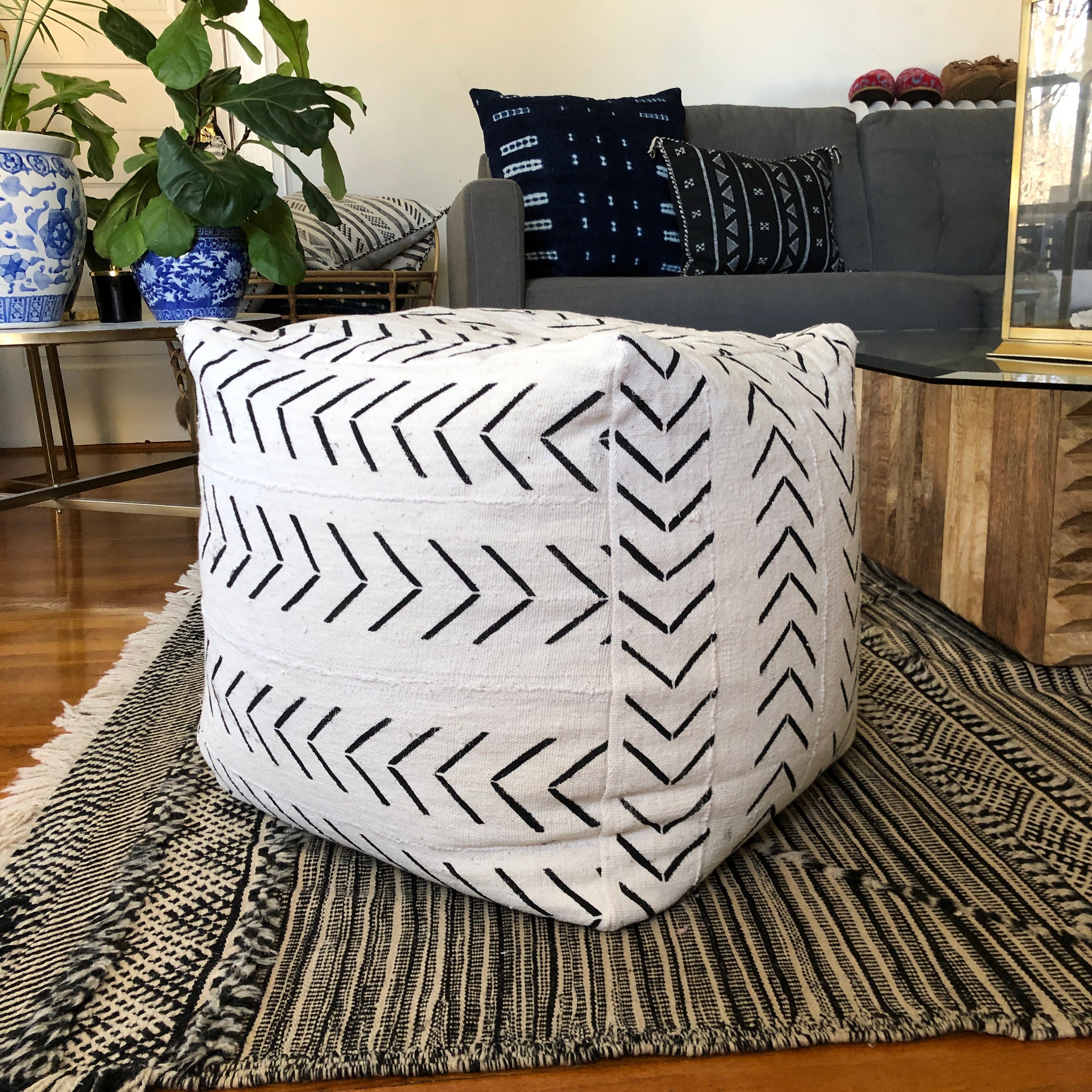 Mudcloth pouf discount