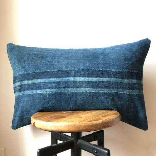 African Indigo & White Mudcloth Striped Shibori Pillow Cover Etsy